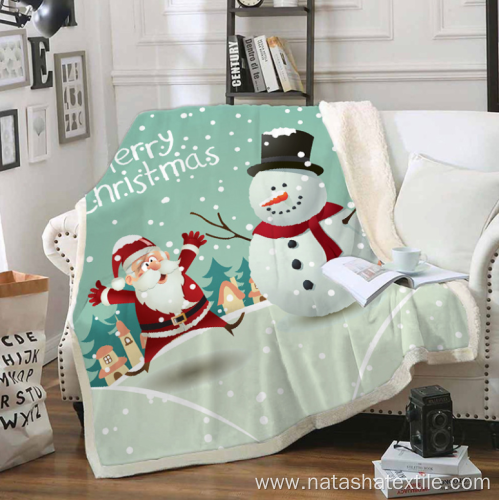 Christmas snowman pattern crystal plush blanket